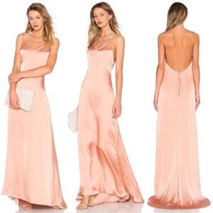Lovers + Friends The Slip Dress Satin Maxi Nude 8
